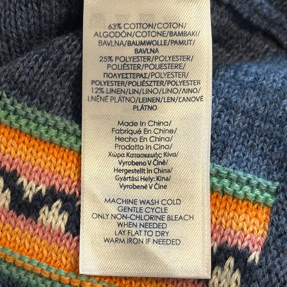 Chaps Western Sweater Womens Size 2X Aztec Striped 3/4 Sleeve Linen Cotton - Picture 5 of 7